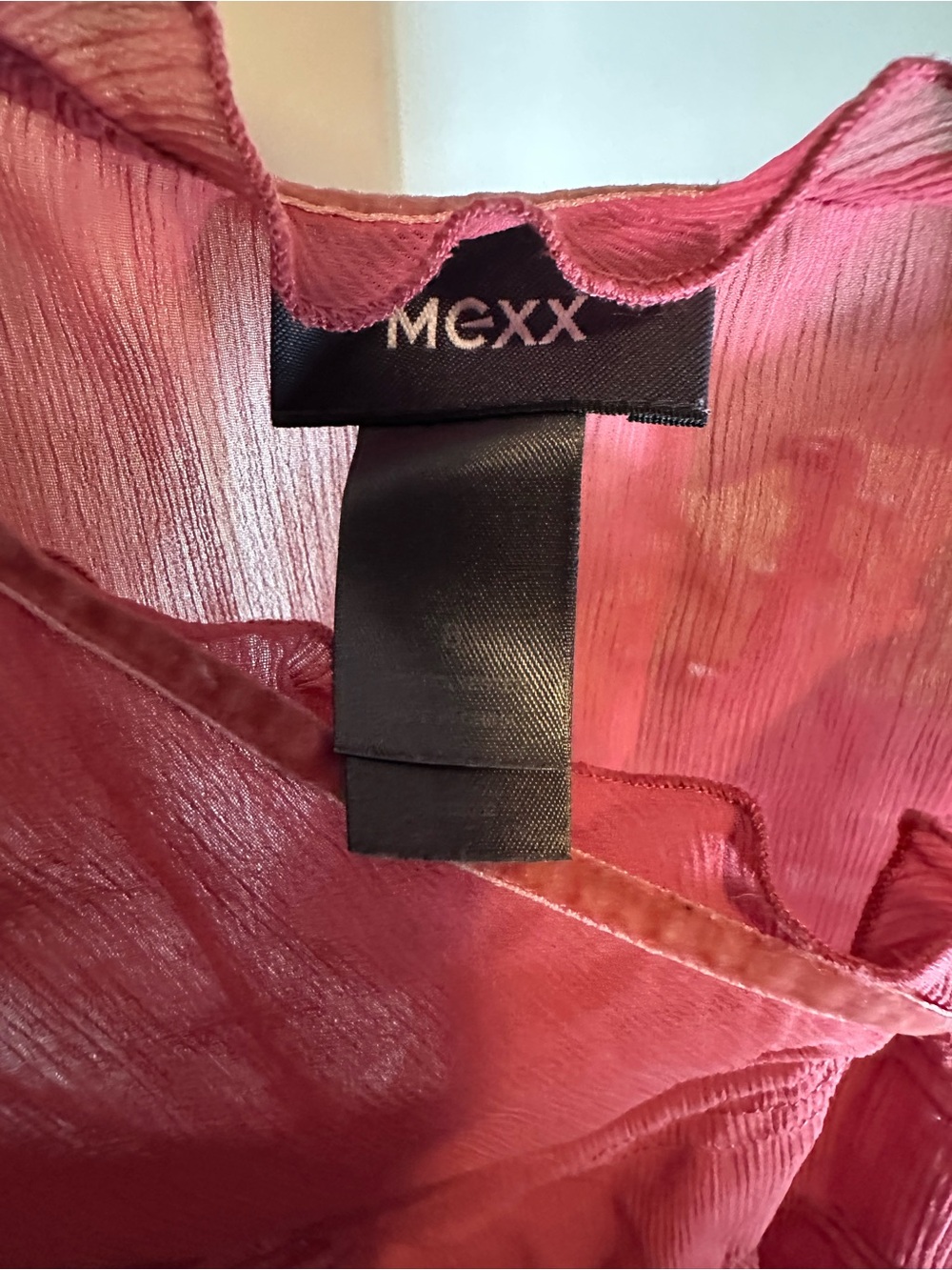 Mexx Deep Raspberry Long-Sleeve V-Neck Blouse with Ruffle Panels - Picture 3 of 3